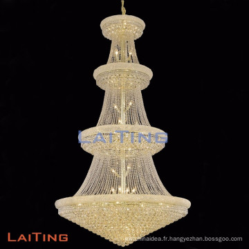 Grande suspension en fer forgé rustique lustre de style vintage lustre cristal de luxe